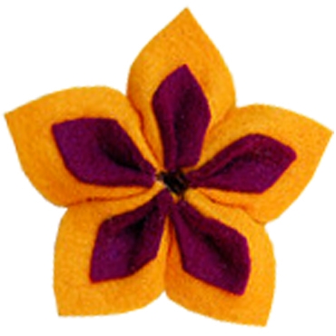 Flor de de fieltro 5 petalos amarillo-morado
